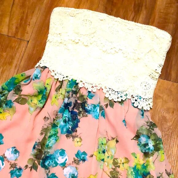 Deb Strapless Floral Dress Size 3 Juniors - Picture 1 of 12